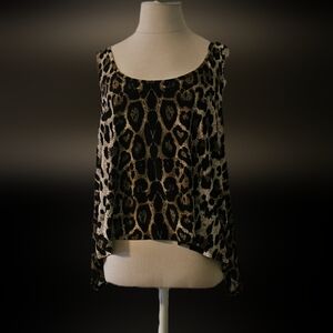 Charlotte Russe Leopard Print Scoop Flowy Tank Top